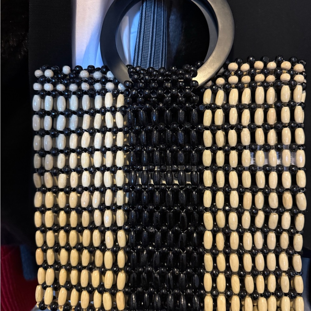L*Space Black and Cream Beaded Tote